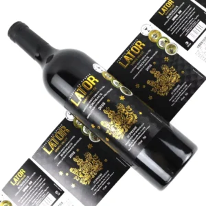 Customized Red Wine Label Stickers Roll Bottle Labels Hot Stamping Logo Printing