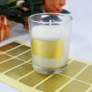 Customized Satin Gold Gilded Embossed Label with Lustrous Finish for Luxury Scented Candle Jars
