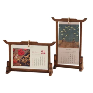 Customized Simple Solid Wood Base Enterprise Office Desktop Calendar Decoration Ornaments