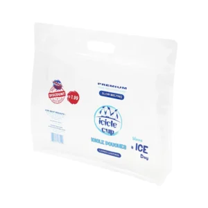 Customized Stand-Up Spout Pouch Doypack with Zipper and Plastic Handle for Mineral Water and Ice Blocks