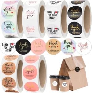 Customized Thank-You Sticker Roll Self-Adhesive Sealing Labels for Gift Packaging