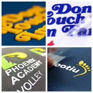Customized Thick 3D Screen Transfer Printing Eco-Friendly Durable Washable Laser Cut Silicone Label Sticker Roll Clothing