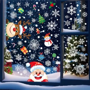 Customized Transparent Waterproof Reusable Electrostatic Window Stickers in Custom Shapes for Christmas