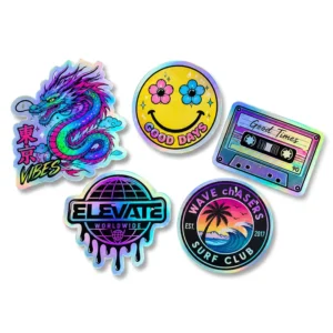 Customized Vinyl Logo Laser Holographic Cartoon Waterproof UV-Resistant Die-Cut Self-Adhesive Label Stickers
