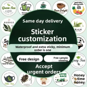 Customized Waterproof Transparent Self-Adhesive Labels with Die-Cut Shape for Beverage Use QR Code & Logo Stickers
