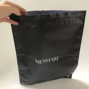 Customized White Logo Printed PE-Laminated Plastic Clothing Packaging Matte Black Zipper Bag