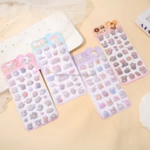 Cute 3D Flocked Embossed Animal-Themed Bubble Stickers for Children’s Crafts