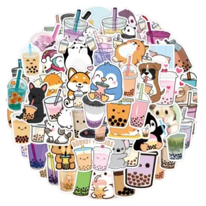 Cute Cartoon Animal PVC Adhesive Stickers Mixed Colors 6-8cm Recyclable Quick-Dry Custom Logo