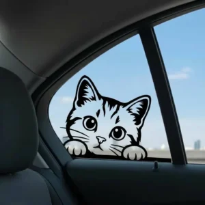 Cute Cat Luxury Peeking Window Decal 3D Looking Cartoon Kitten Car Sticker Self-adhesive Waterproof PVC Pet Lover Decoration