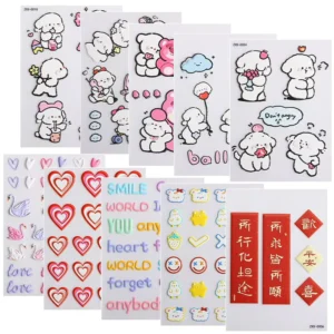 Cute Decorative Stickers with Cartoon Animal & Element Designs for DIY Decoration