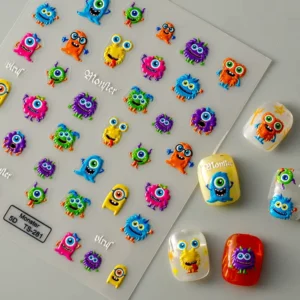 Cute Little Monsters Cartoon Colorful Nail Stickers for Nail DIY Decorations