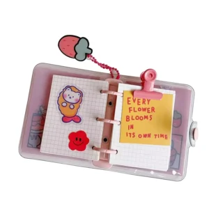 Cute PVC Transparent Mini Loose-leaf Notebook Creative Portable Pocket Hand Book 3 Ring Binder Kawaii School Supplies Stationery