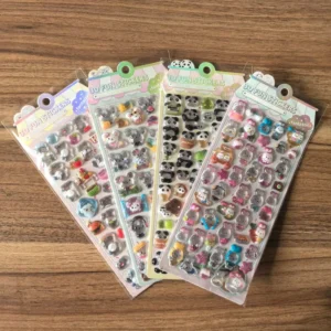 Cute Panda Pet 3D Relief Stickers Mini Bear Animal Food Gloss Dome Decals Offset Waterproof Transparent DIY Decoration for