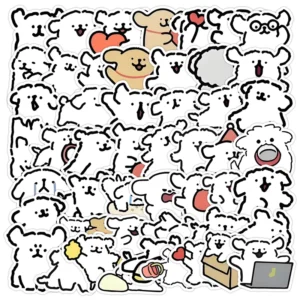 Cute Puppy Graffiti 50 Waterproof Cartoon Stickers for Water Cup and Mobile Phone Cross-Border PVC Decorative Stickers