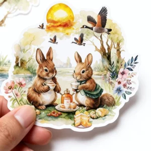 Cute Rabbit Waterproof Vinyl Wall Stickers for Home Decoration