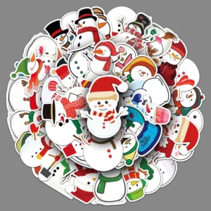 Cute Snowman Waterproof Vinyl Christmas Stickers for Laptop Water Bottle Luggage Winter Holiday Decor