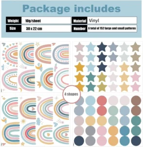 DIY Bohemian Star Dot Rainbow Removable PVC Wall Decals for Kids’ Rooms