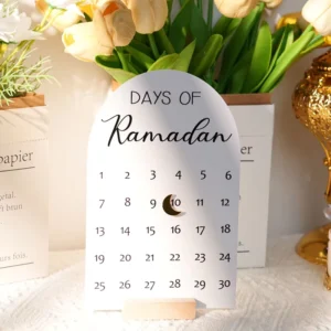 DIY Countdown Wooden Advent Calendar Ramadan Mubarak Ornament Eid Home and Party Decorations Gift Pendulum for Desktop