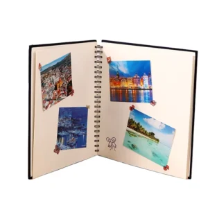 DIY Custom Made White Cardboard Photo Album with Spiral Binding and Cloth Cover for Wedding and Kids Photos