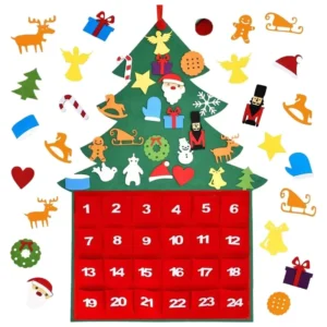 DIY Felt Christmas Tree Advent Calendar Detachable Ornaments 24 Days Countdown Wall Hanging 60x90cm Customizable Decor