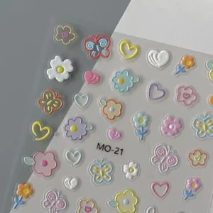 DIY PVC Wall Stickers, Korean Style Small Flower Relief, 3D UV-Varnished Cartoon Decoration