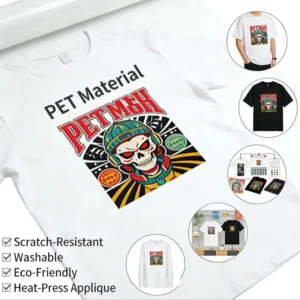 DTF PET Film Heat Transfer Stickers for T-Shirts and Apparel, Scratch-Resistant, Wear-Resistant, Washable, Ironable