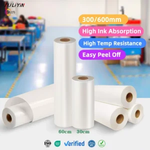 DTF PET Film Heat Transfer for T-Shirts, 30cm or 60cm, Double- or Single-Sided, Non-Stick Powder, Instant Peel, High-Temperature