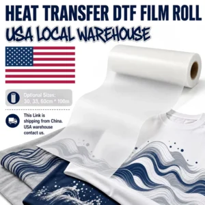 DTF PET Film Roll 33cm/60cm Hot and Cold Instant-Peel Transfer Film for T-Shirts