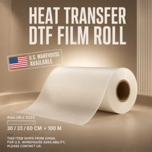 DTF PET Transfer Film 60cm Width Roll Glossy Double Hot Peel Transfer Film for DTF Printing Machine