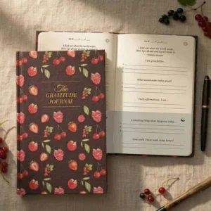Daily Morning and Evening Gratitude Journal, Undated Guided Self-Improvement Journal with Satin Bookmarks