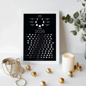 Dark Moon Phase Calendar Hangable Lunar Wall Poster Moon Tracking Decor Art Astrology Paper