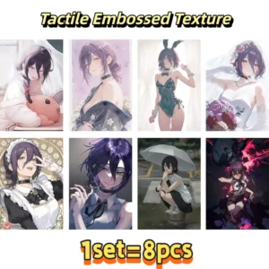 Denji Makima Anime Poster Set 8PCS 16.5×11.4-inch Unframed Tactile Embossed Texture Paper