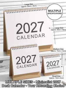 Desk Calendar Planner Kraft Paper Style Monthly Self-Discipline Punch Card