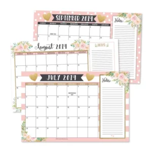 Desk or Wall Calendar Planner Floral 18 Month Academic Desktop Hanging Notepad Teacher Family Business