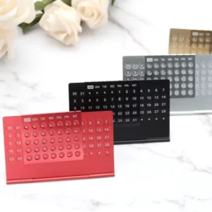 Desktop Calendar Laser Engraved Logo Slide Custom Metal Aluminum Perpetual Calendar