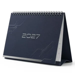 Desktop Spiral-Bound Paper Calendar with Personalized Logo and Clock Function for Office