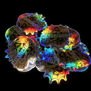 Die-Cut Holographic Silver Laser Foil Stickers for Packaging, Branding, and Decoration