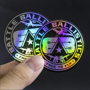 Die-Cut Holographic Vinyl Self-Adhesive Sticker Label with Gold Foil, Waterproof