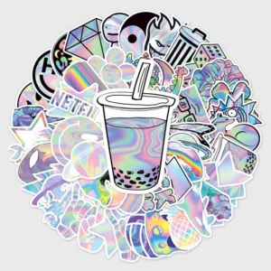Die Cut Self Adhesive Reflective Rainbow Holographic Labels OEM Custom Hologram Waterproof Decorative Sticker