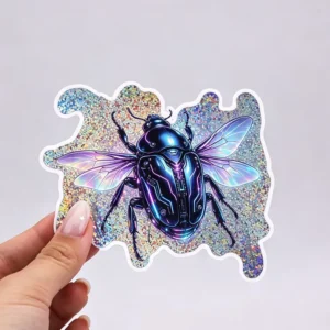 Die Cut Waterproof PVC Vinyl Logo Glitter Metal Industry Cosmetic Stickers Custom for Promotional Gifts Printing