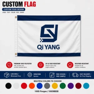 Digital Print Fabric Rectangle Flags and Banners with White Logo