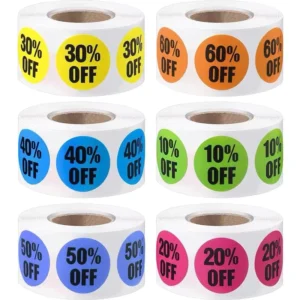 Discount Stickers 500 Pcs/Roll Self-Adhesive Labels for Promotions Packaging and Sealing
