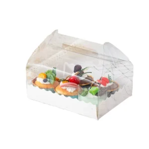 Disposable PB299 Rectangular PET Plastic Cake Packaging Box with Handle, 1 mm Thick, Offset Printed for Food Use