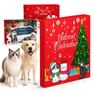 Dog Advent Calendar Rope Balls Chew Plush Toy Set with Collar Bandana Bow and Interactive Butterfly for Puppy Fun