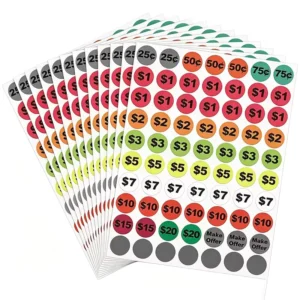 Dollar Sign Price Stickers Starburst Sale Tags Fluorescent Neon for Retail Store