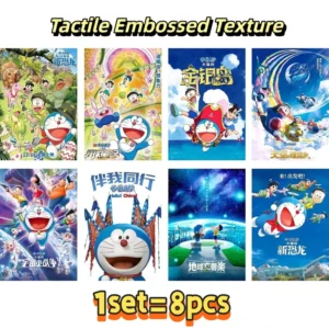 Doraemon Anime Poster Set 8PCS 16.5×11.4 Inch Unframed HD Offset Printing with Tactile Embossed Texture Gift for Anime Fans