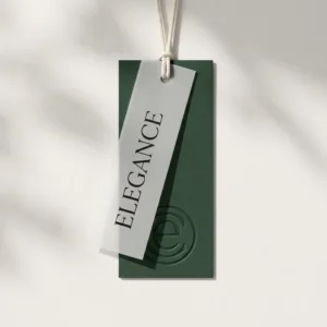 Double Layer Hang Tags Translucent Vellum Paper Forest Green Cardstock Custom Clothing Labels with Debossed Logo