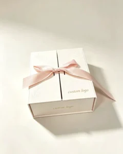 Double-Open Gift Box with Satin Ribbon Embossed Paper for Wedding Favors and Greeting Cards