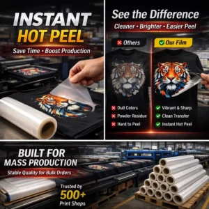 Double-Sided DTF PET Film 60cm Hot-Peel Transfer Film for Clothing Heat Transfer Printing