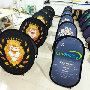 Double-Sided Outdoor Horizontal Pop-Up A-Frame Cloth Lawn Banner